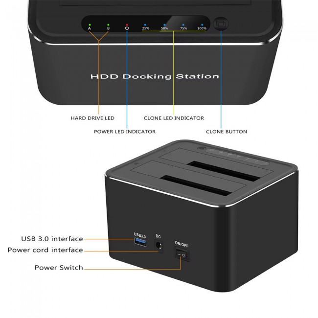 USB 3.0 2.5/3.5 inç sata HDD SSD disk kolonlama kopyalama standı hdd dock