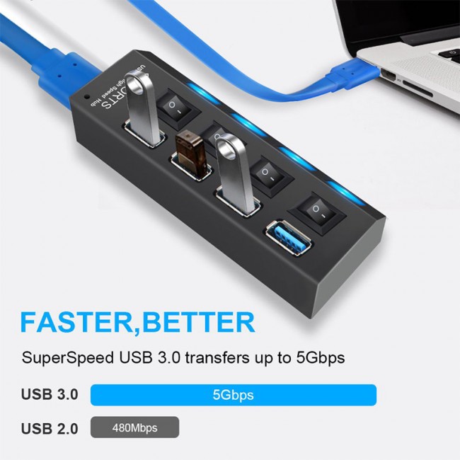 USB 3.0 4 port Hub 5Gbps çoklu USB 3.0 Splitter adaptör güç girişli USB 3.0 4 port Hub 5Gbps çoklu USB 3.0 Splitter adaptör güç girişli