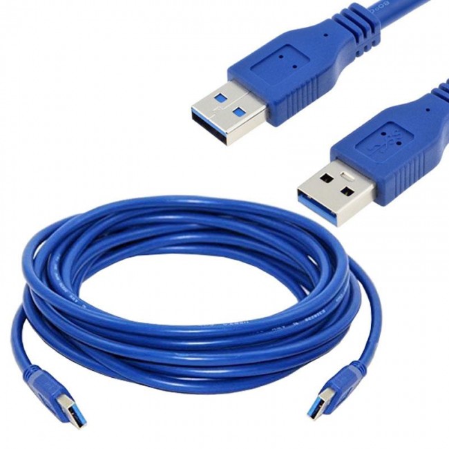 Usb 3.0 erkek erkek 5m Mavi şarj ve data kablosu