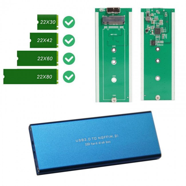 USB 3.0 to m.2 ngff ssd kutusu taşınabilir ssd kutu mavi