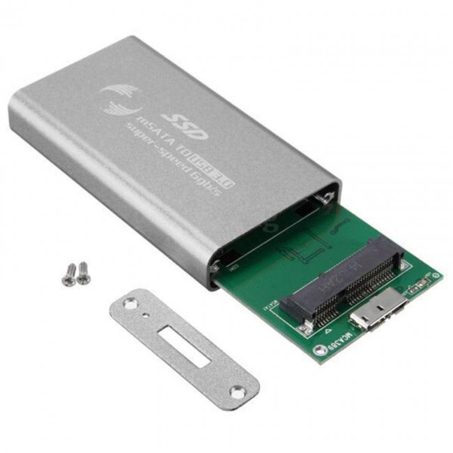 USB 3.0 to msata ngff 1,8" ssd harici harddisk kutusu gümüş