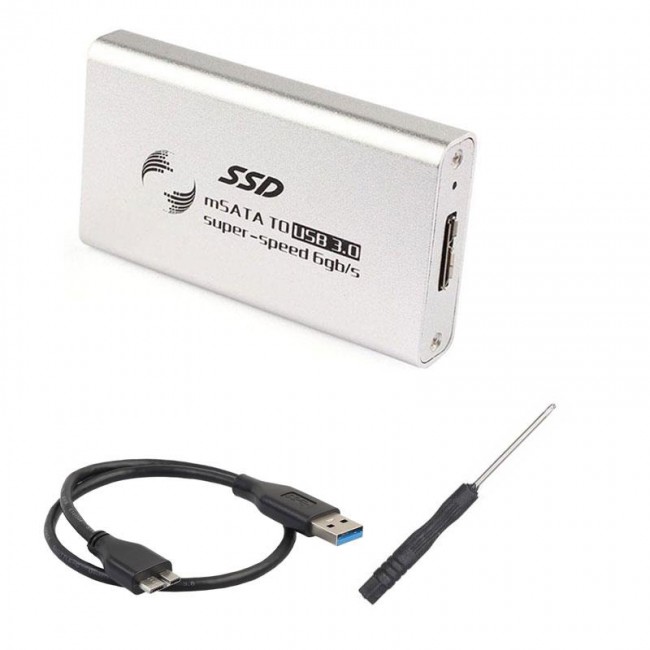USB 3.0 to msata ngff 1,8" ssd harici harddisk kutusu gümüş