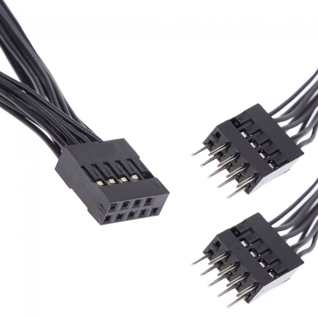 PC anakartı için USB 2.0 uzatma kablosu 9 pinli 1 dişi 2 erkek Y kablo