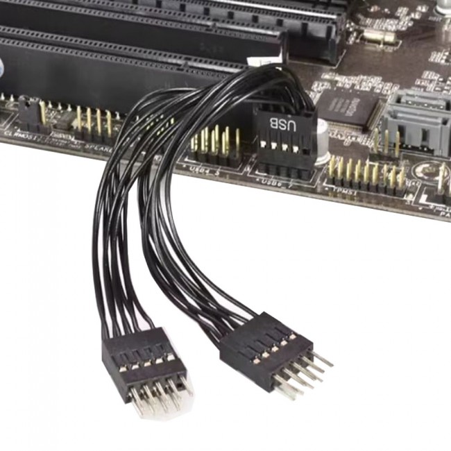 PC anakartı için USB 2.0 uzatma kablosu 9 pinli 1 dişi 2 erkek Y kablo