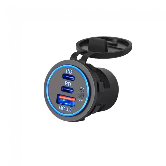 Usb Araç şarj soketi PD3.0 ve QC3.0 çift USB-C bağlantı noktaları Usb Araç şarj soketi PD3.0 ve QC3.0 çift USB-C bağlantı noktaları