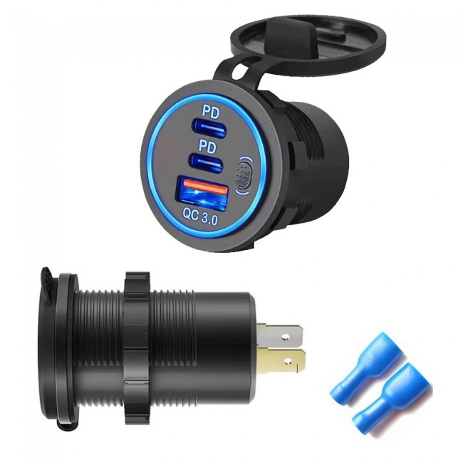 Usb Araç şarj soketi PD3.0 ve QC3.0 çift USB-C bağlantı noktaları Usb Araç şarj soketi PD3.0 ve QC3.0 çift USB-C bağlantı noktaları