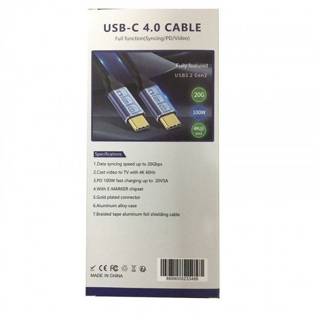 Usb-C  4.0 Type c fast şarj veri senkronizasyonu 20 Gbps 4k 60Hz 100w ZR-395