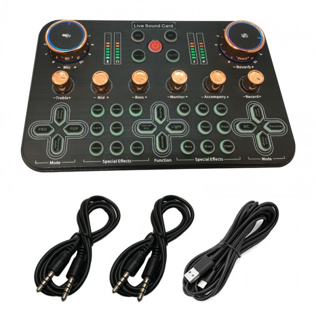 Keepro zk600 Canlı yayın ses kartı 48v kondansatör mikrofon girişli ses efektli