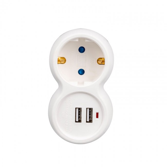 Vea Vrm0101u 250v 16A Tekli Topraklı Priz Çift Usb'li 5v 2A