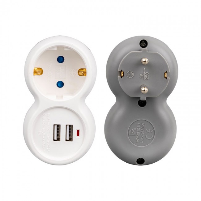 Vea Vrm0101u 250v 16A Tekli Topraklı Priz Çift Usb'li 5v 2A Vea Vrm0101u 250v 16A Tekli Topraklı Priz Çift Usb'li 5v 2A