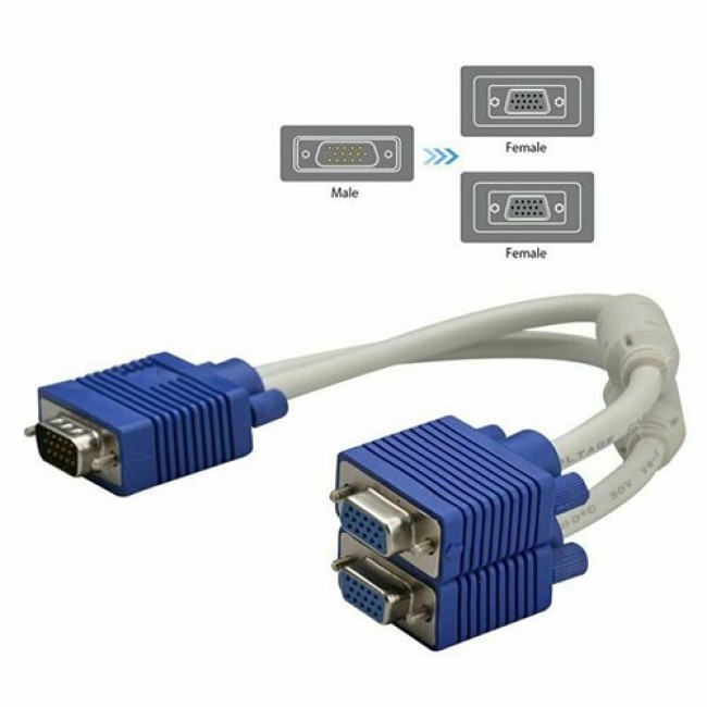 VGA 2li çoklayıcı Y splitter kablo 1erkek to 2 dişi vga kablo VGA 2li çoklayıcı Y splitter kablo 1erkek to 2 dişi vga kablo