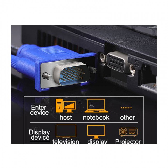 Vga kablo vga erkek erkek 15 pin görüntü aktarım kablosu 3m
