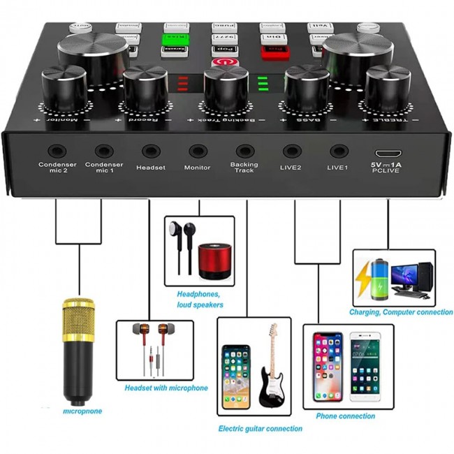 F103 Web yayını için ses mikseri kondanser mikrofon paketi canlı stüdyo